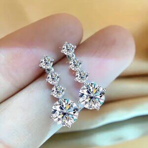 Certified 2.6ct. t.w. Moissanite Diamond Drop Earrings NEW